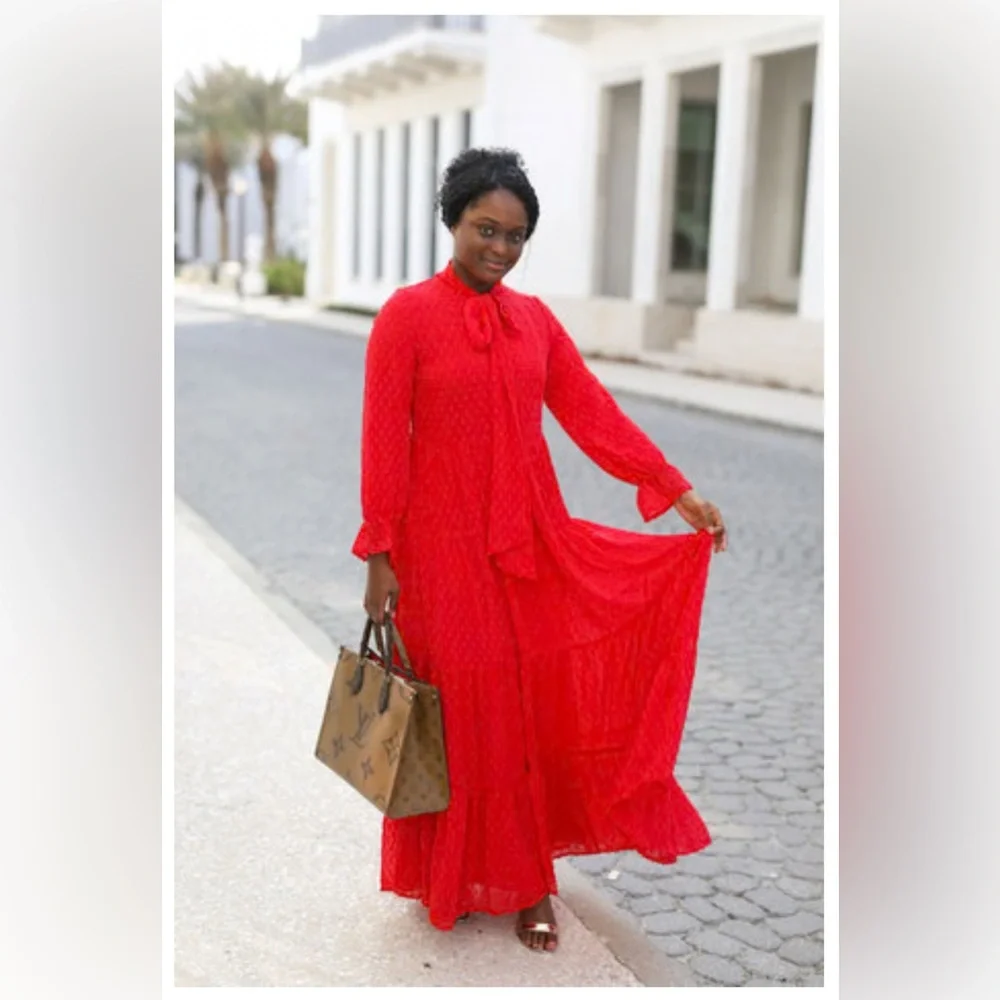 Dainty Jewells Red Long Sleeve Dress - Picture 2 of 10